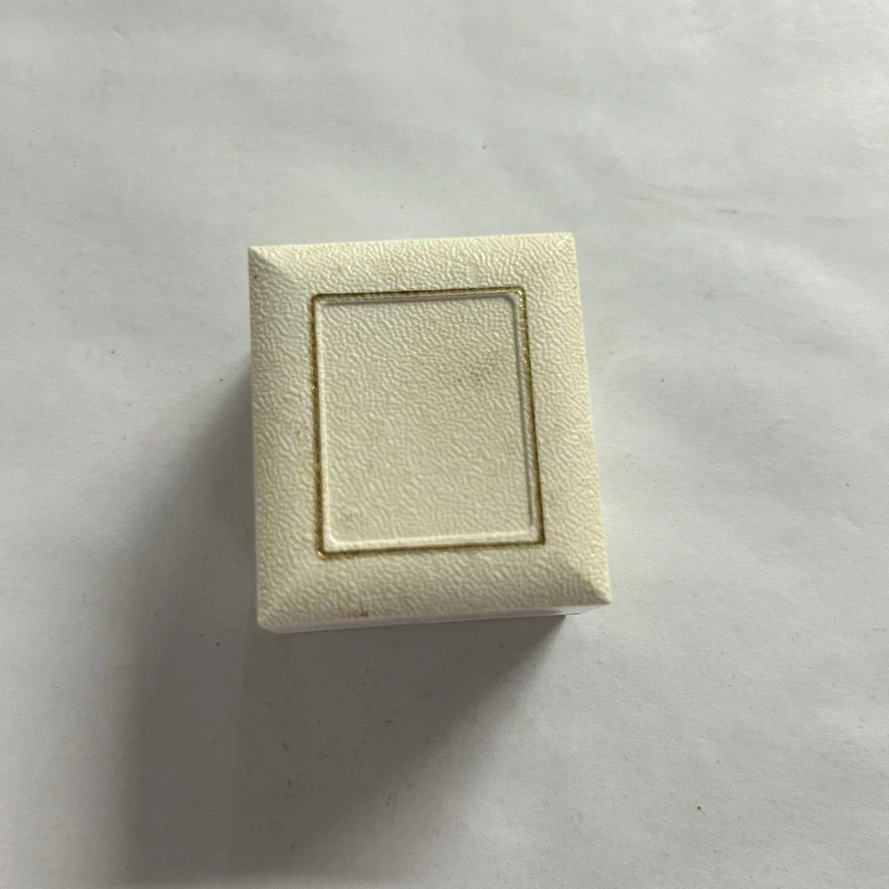 Meyer Jewelers Vintage Ring Box Small White Turquoise Velvet Mid Century Modern